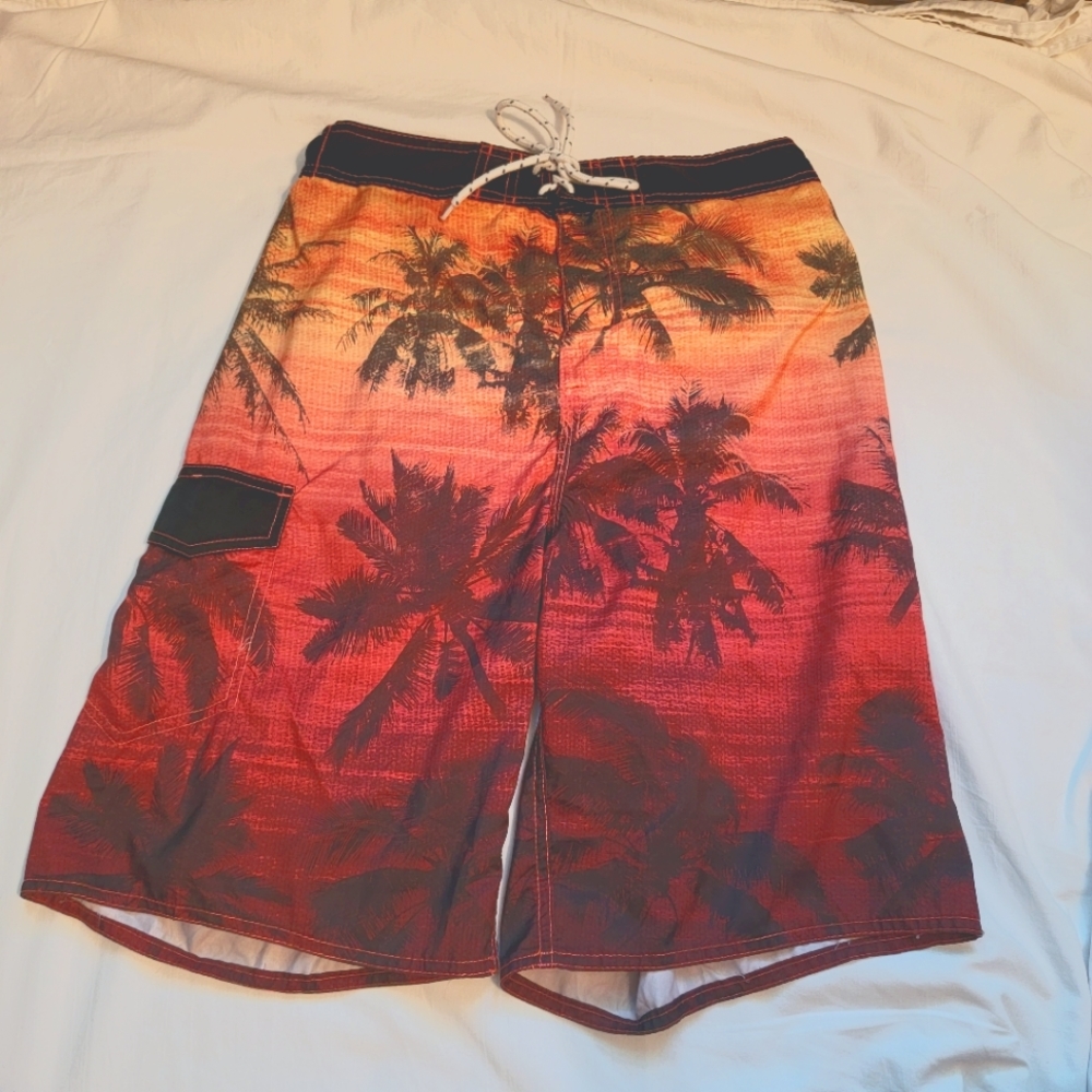 Medium U.S. Apparel Tropical Sunset Men's Swimming Trunks